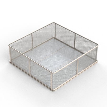 Anysizebasket Rectangular Wire Mesh Basket: 18Lx18Wx6H, 304 SS, 5/16 Rod Frame, No Handles, Mesh: 4 x .063 TMT-180180060-N04S